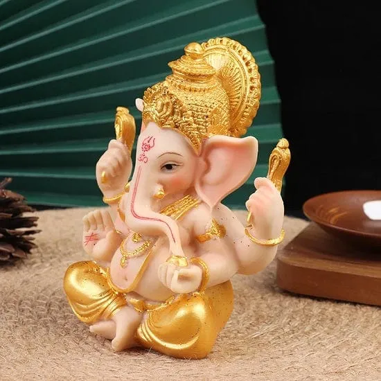 Gold Lord Ganesha Buddha Statue Elephant God Sculptures or Good Luck,Wealth and Prosperity Style B