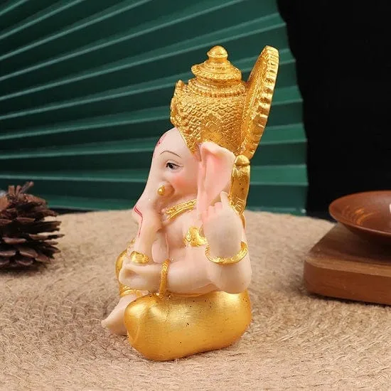 Gold Lord Ganesha Buddha Statue Elephant God Sculptures or Good Luck,Wealth and Prosperity Style B