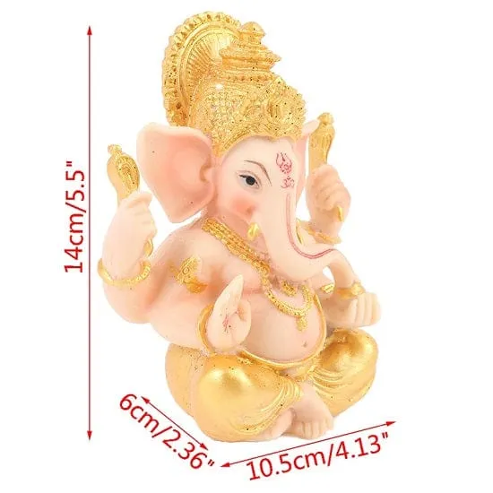 Gold Lord Ganesha Buddha Statue Elephant God Sculptures or Good Luck,Wealth and Prosperity Style B