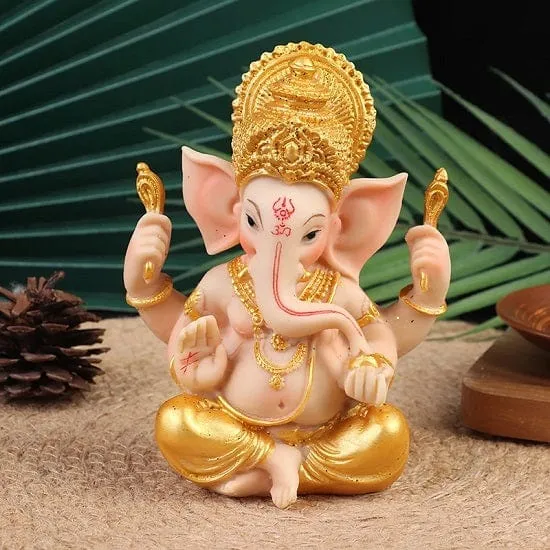 Gold Lord Ganesha Buddha Statue Elephant God Sculptures or Good Luck,Wealth and Prosperity Style B