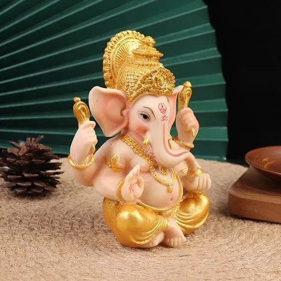 Gold Lord Ganesha Buddha Statue Elephant God Sculptures or Good Luck,Wealth and Prosperity Style B