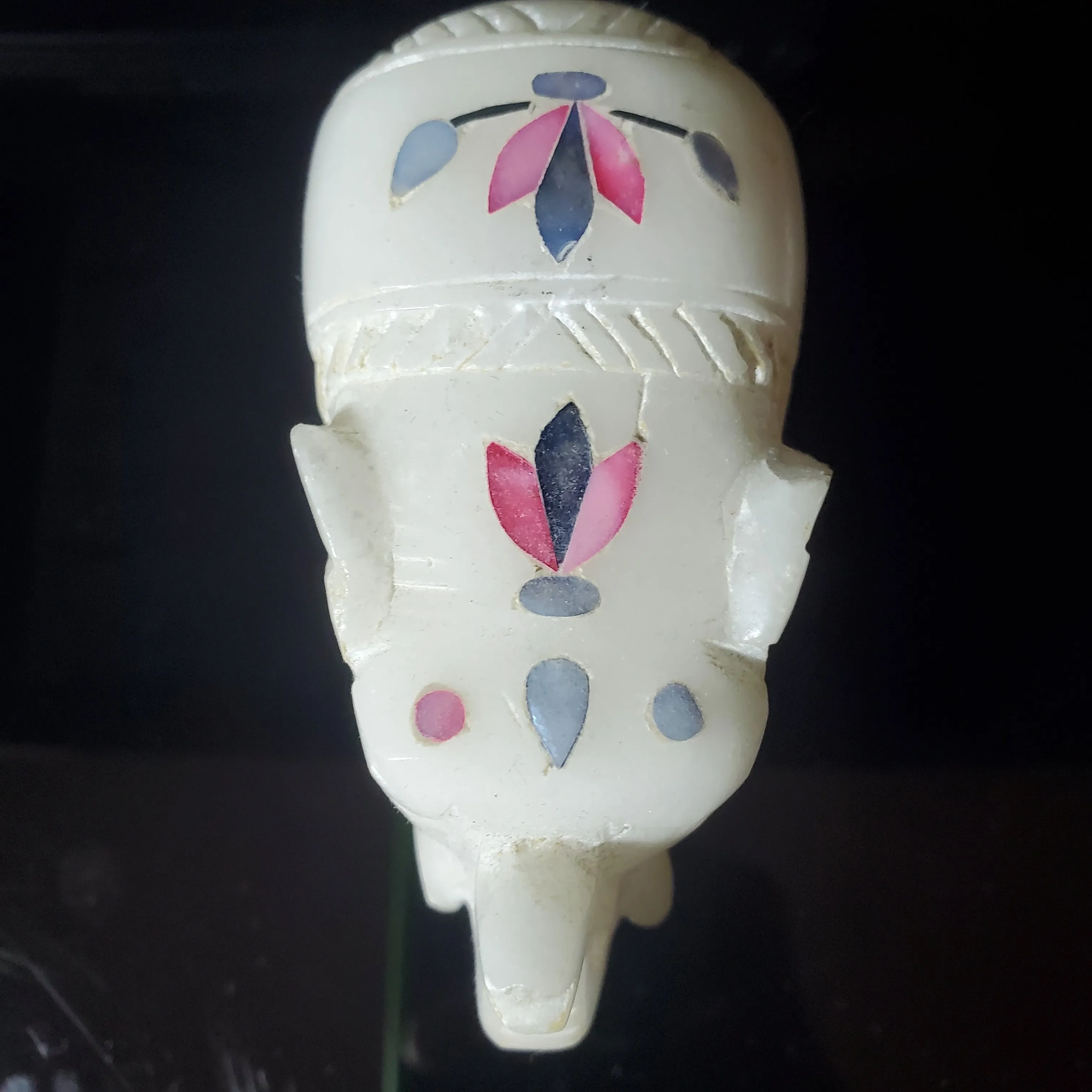Hard Carved Vintage Animal Figurine Collectible White Marble Floral Inlay Stone Design Statue for Home Office