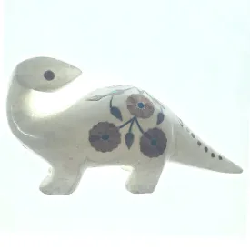 Hard Carved Vintage Animal Figurine Collectible White Marble Floral Inlay Stone Design Statue for Home Office