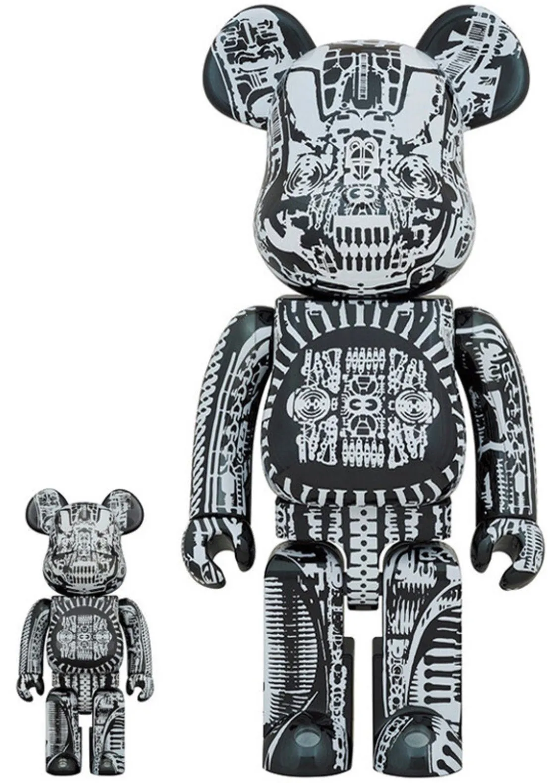 HR Giger Black Chrome 100% & 400%  Be@rbrick Art Toy