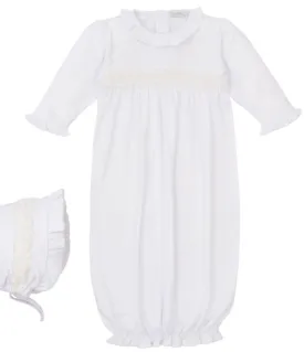 Kissy Miniature Roses White Gown & Bonnet Set