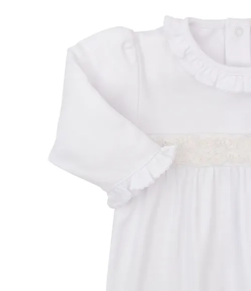 Kissy Miniature Roses White Gown & Bonnet Set
