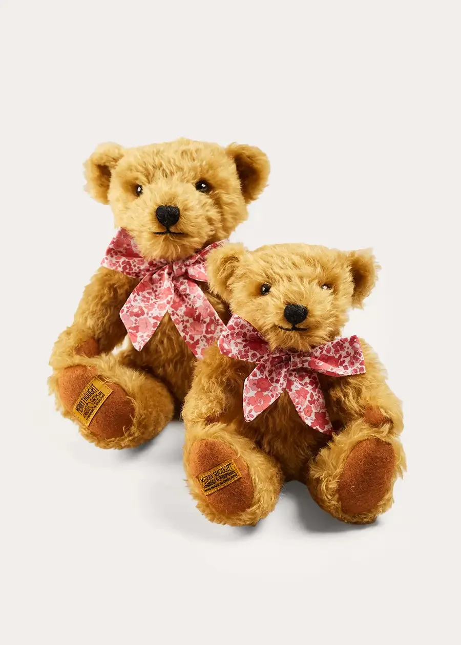 Limited Edition Merrythought & Pepa Teddy Bear With Emilia Floral Bow in Pink (S-L)