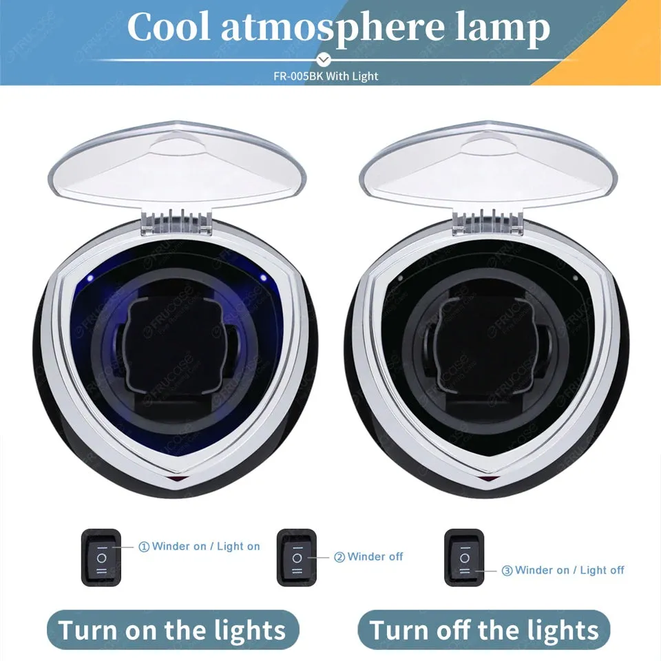 Luxury Automatic Single Watch Winder Fine Running Case With LED Lights and AC Power Adapter