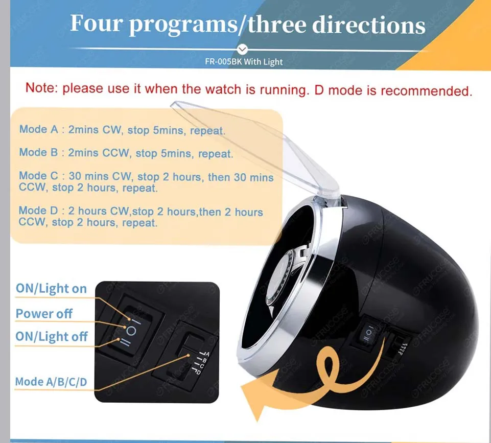 Luxury Automatic Single Watch Winder Fine Running Case With LED Lights and AC Power Adapter