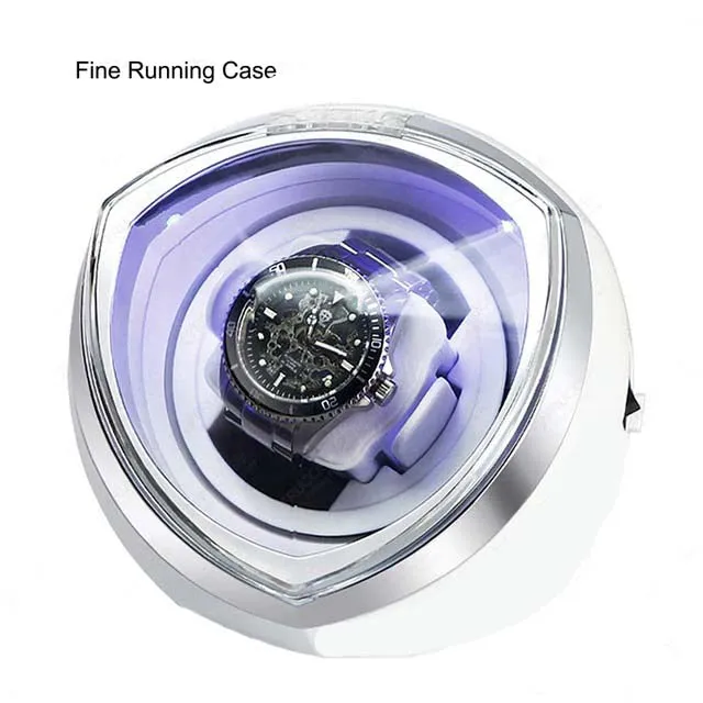 Luxury Automatic Single Watch Winder Fine Running Case With LED Lights and AC Power Adapter