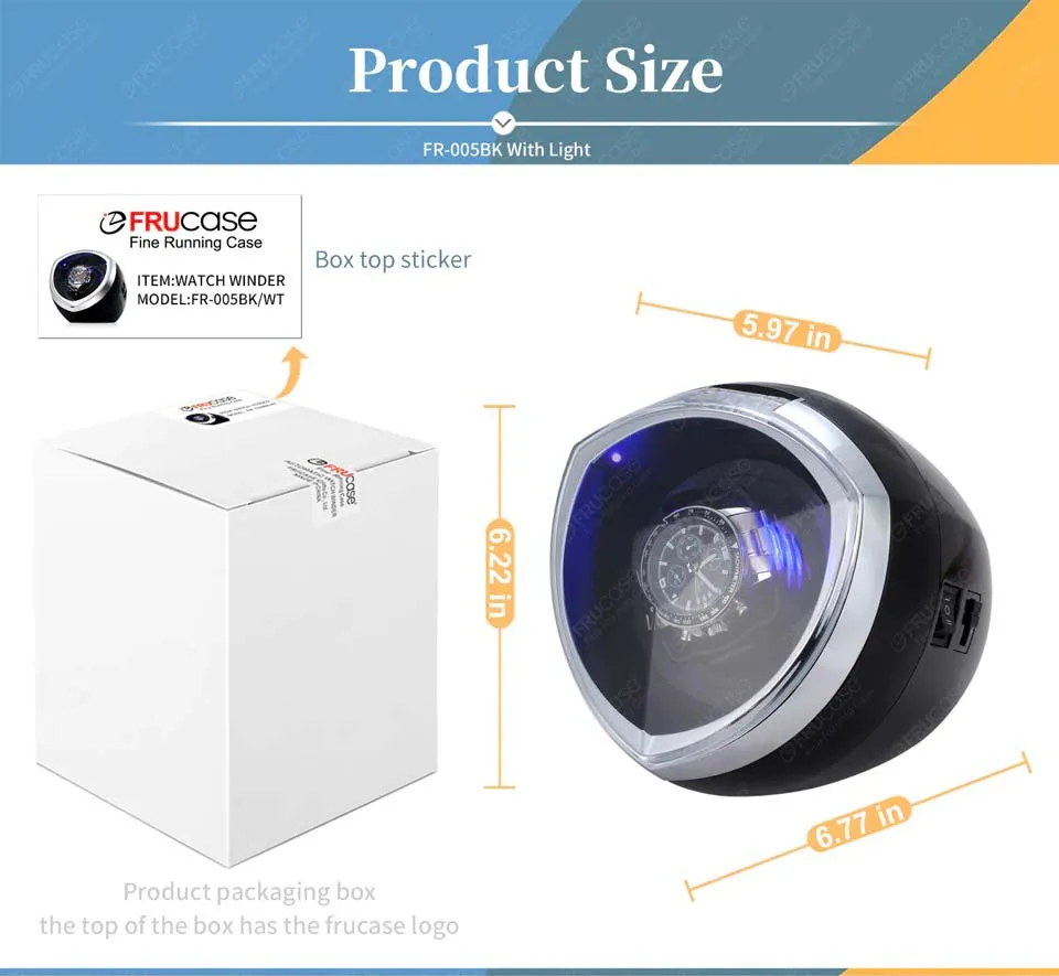 Luxury Automatic Single Watch Winder Fine Running Case With LED Lights and AC Power Adapter
