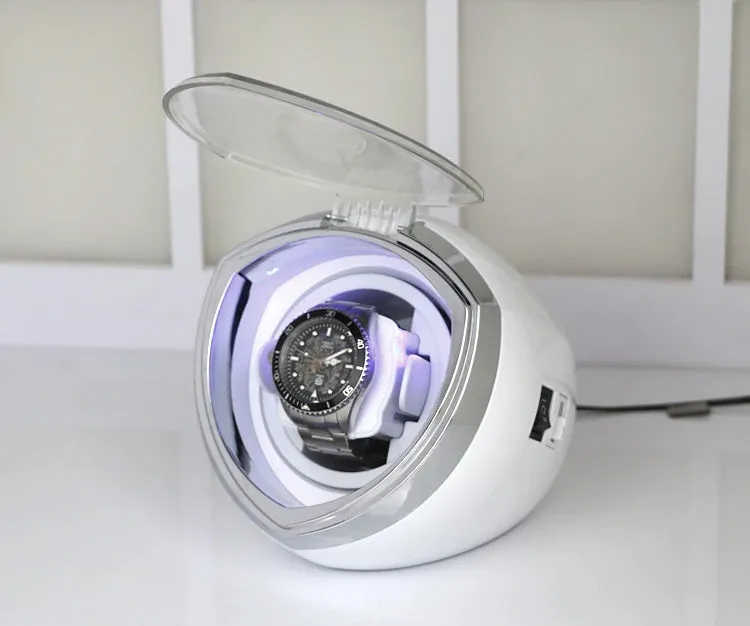 Luxury Automatic Single Watch Winder Fine Running Case With LED Lights and AC Power Adapter