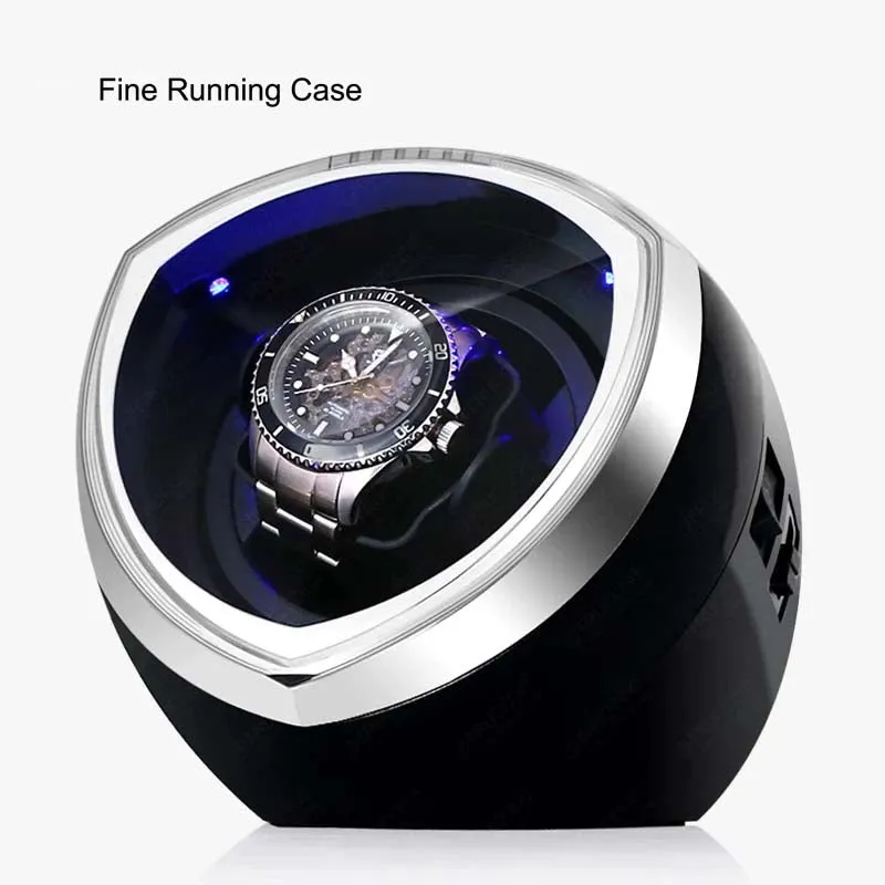 Luxury Automatic Single Watch Winder Fine Running Case With LED Lights and AC Power Adapter