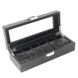 Luxury  High Quality Carbon Fiber Leather Watch Case Box Organizer