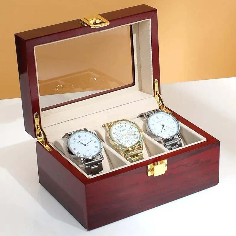 Luxury High Quality Piano Painted Wood Watch Case Box Organizer