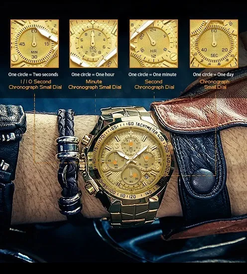 Mens Watches Top Brand Luxury Multi-function Chronograph Quartz Watch