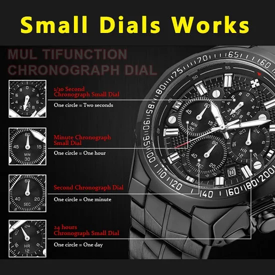 Mens Watches Top Brand Luxury Multi-function Chronograph Quartz Watch
