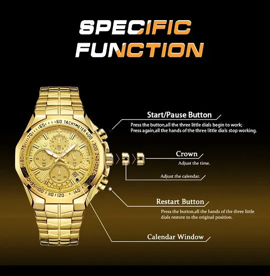 Mens Watches Top Brand Luxury Multi-function Chronograph Quartz Watch