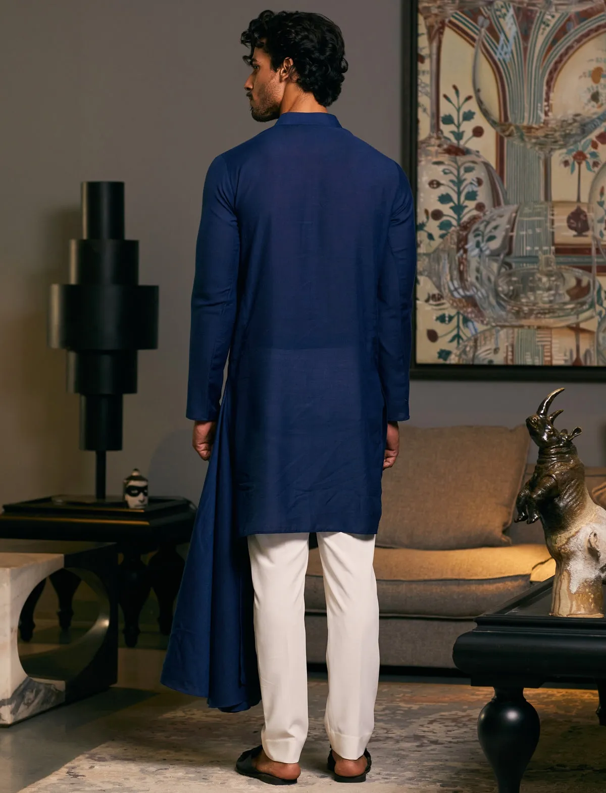 Mid Night Blue Goe Dragon Kurta Set