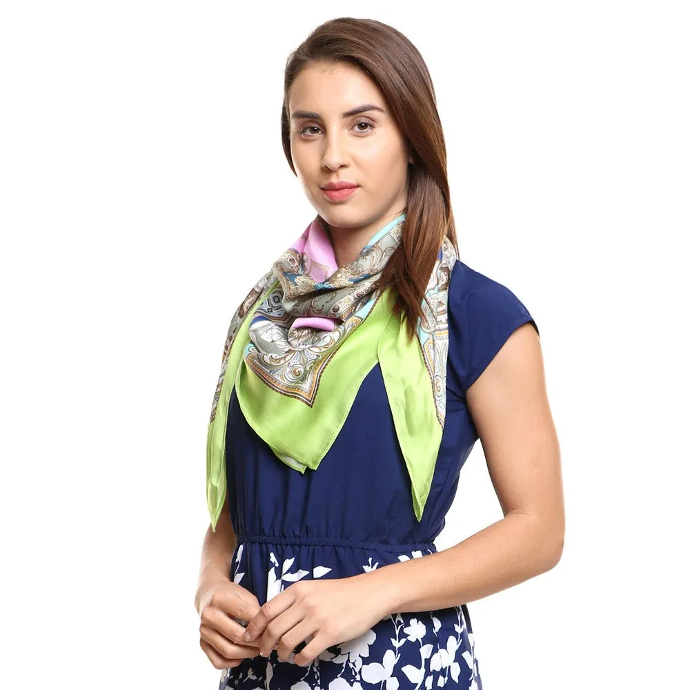 Modarta By Kamakshi Green Castle Printed Square Scarf
