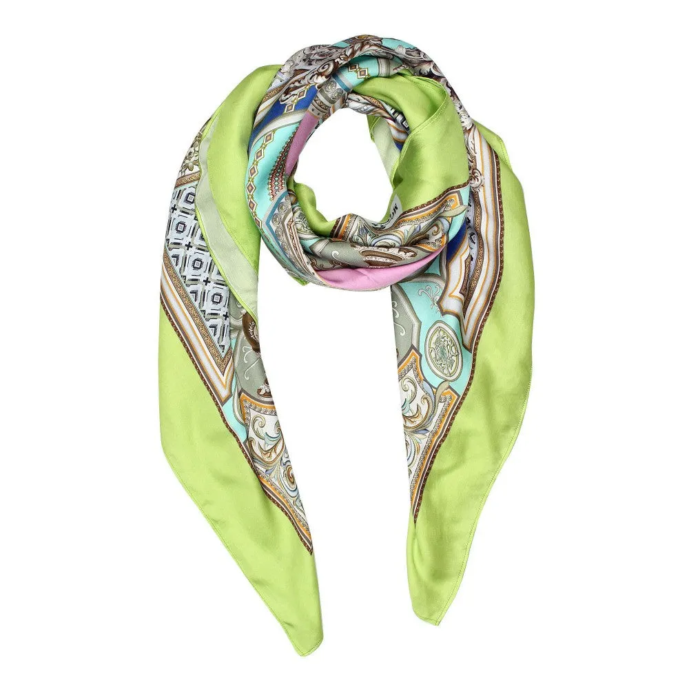 Modarta By Kamakshi Green Castle Printed Square Scarf