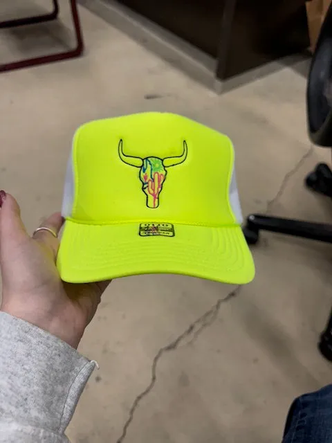 Neon Skull Trucker Caps