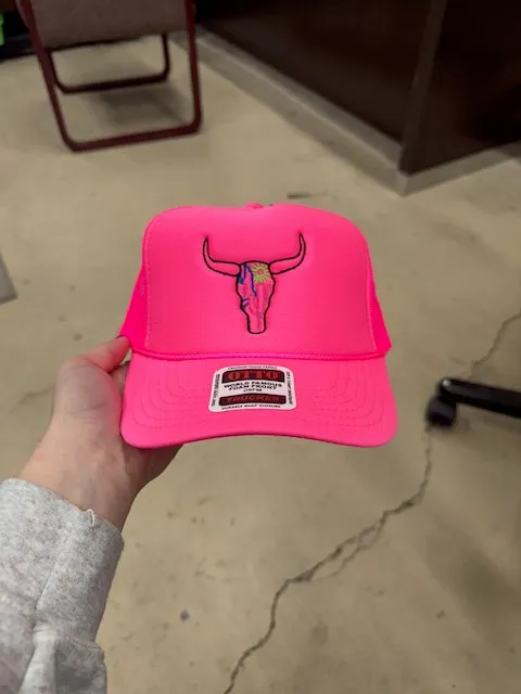 Neon Skull Trucker Caps