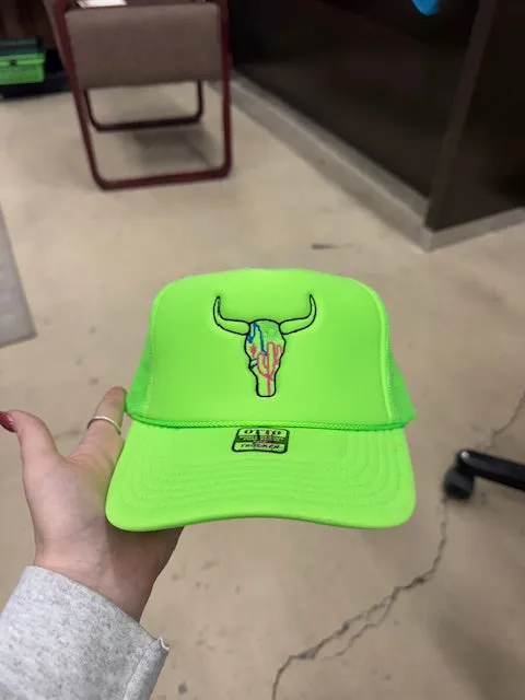 Neon Skull Trucker Caps