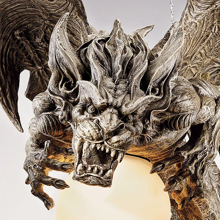 Nightfall Sculptural Gargoyle Chandelier Lamp By Artist Gary Chang