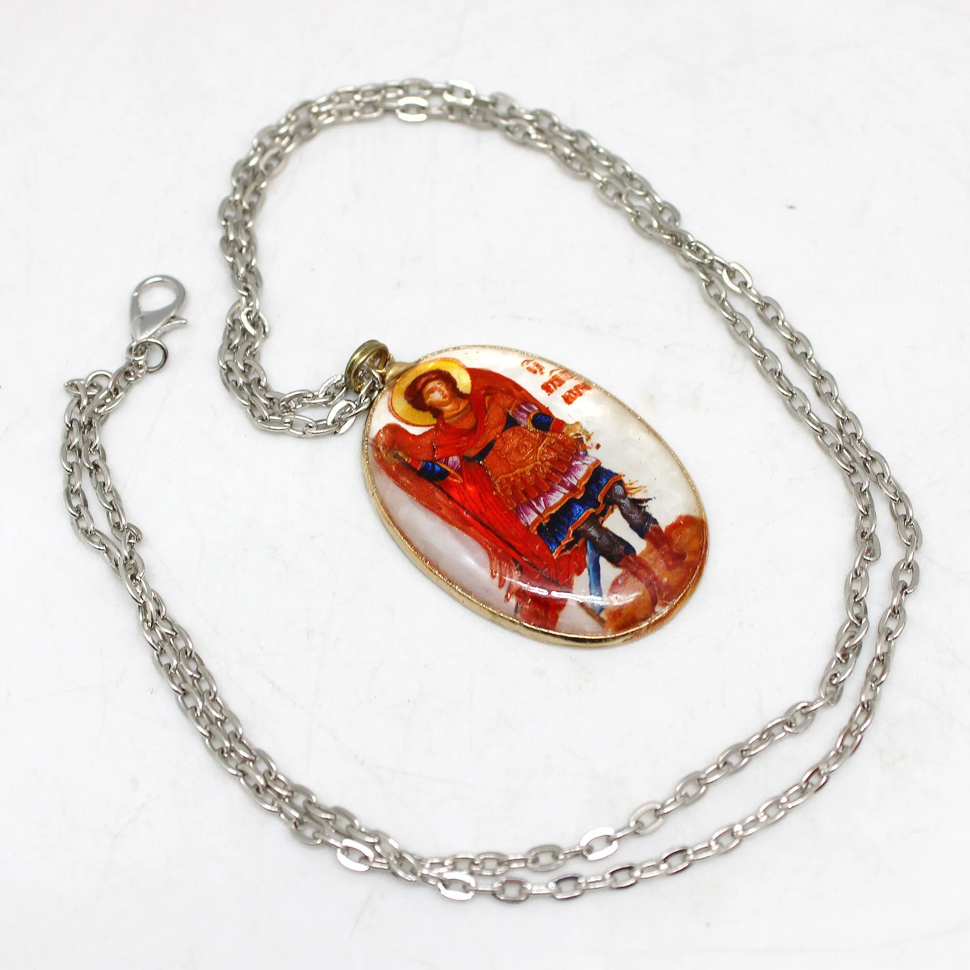 One-of-a-Kind Mother of Pearl Lacquered Miniature Jewelry Pendant 1 x 1.75" by G.DeBrekht Unique Handmade Gift Collectible and Home Decoration