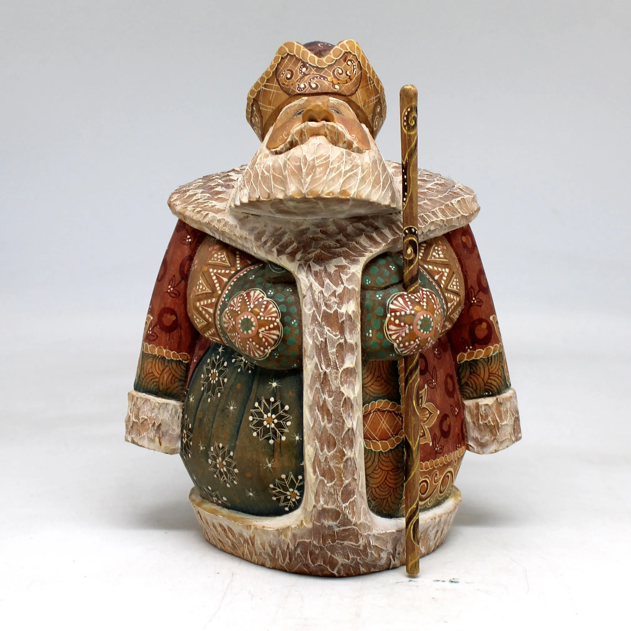 One-of-a-Kind - Night Before Christmas Santa WOODCARVED Figurine 6.5x5x3.5 by G.DeBrekht - Unique Handcarved and Hand-Painted Collectible