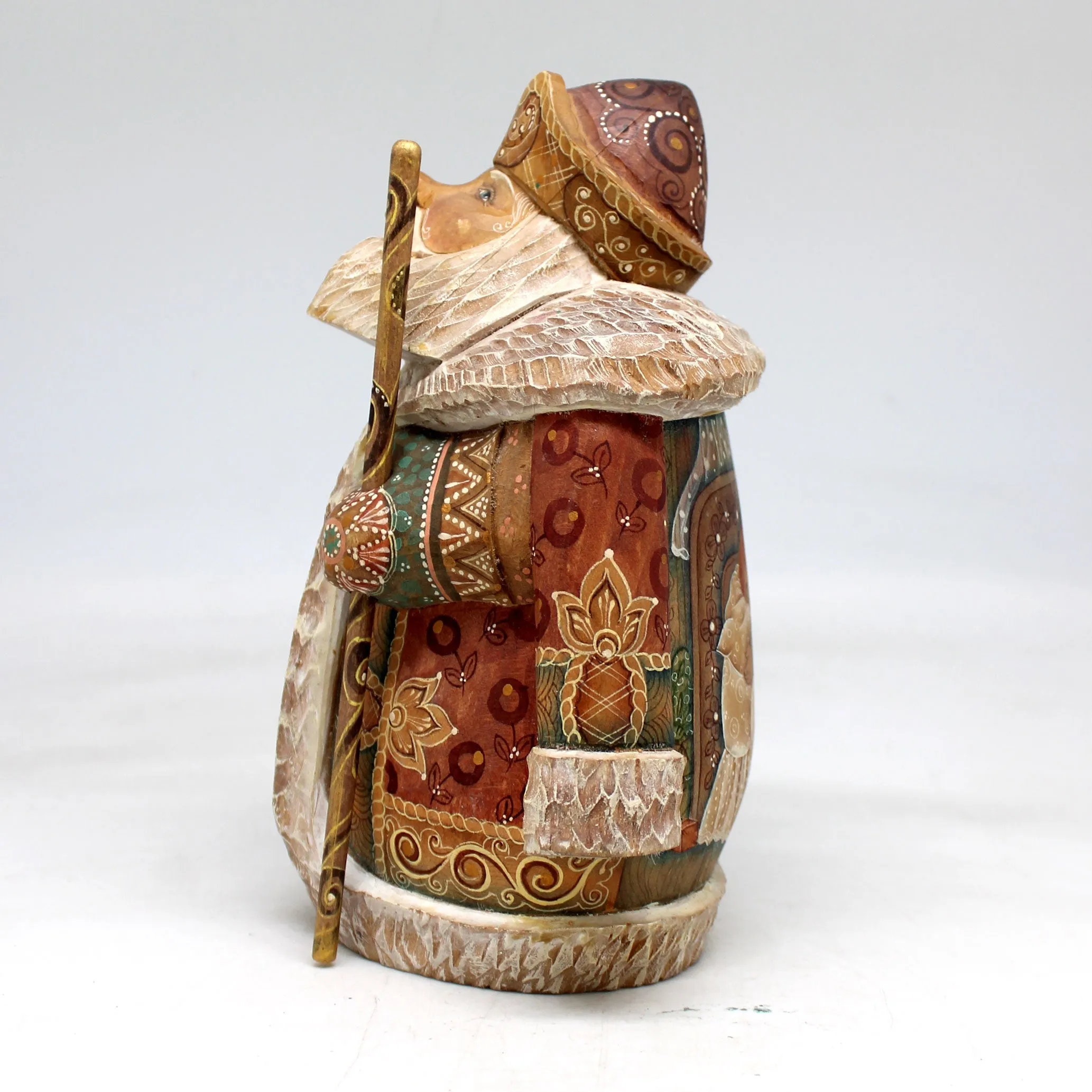 One-of-a-Kind - Night Before Christmas Santa WOODCARVED Figurine 6.5x5x3.5 by G.DeBrekht - Unique Handcarved and Hand-Painted Collectible