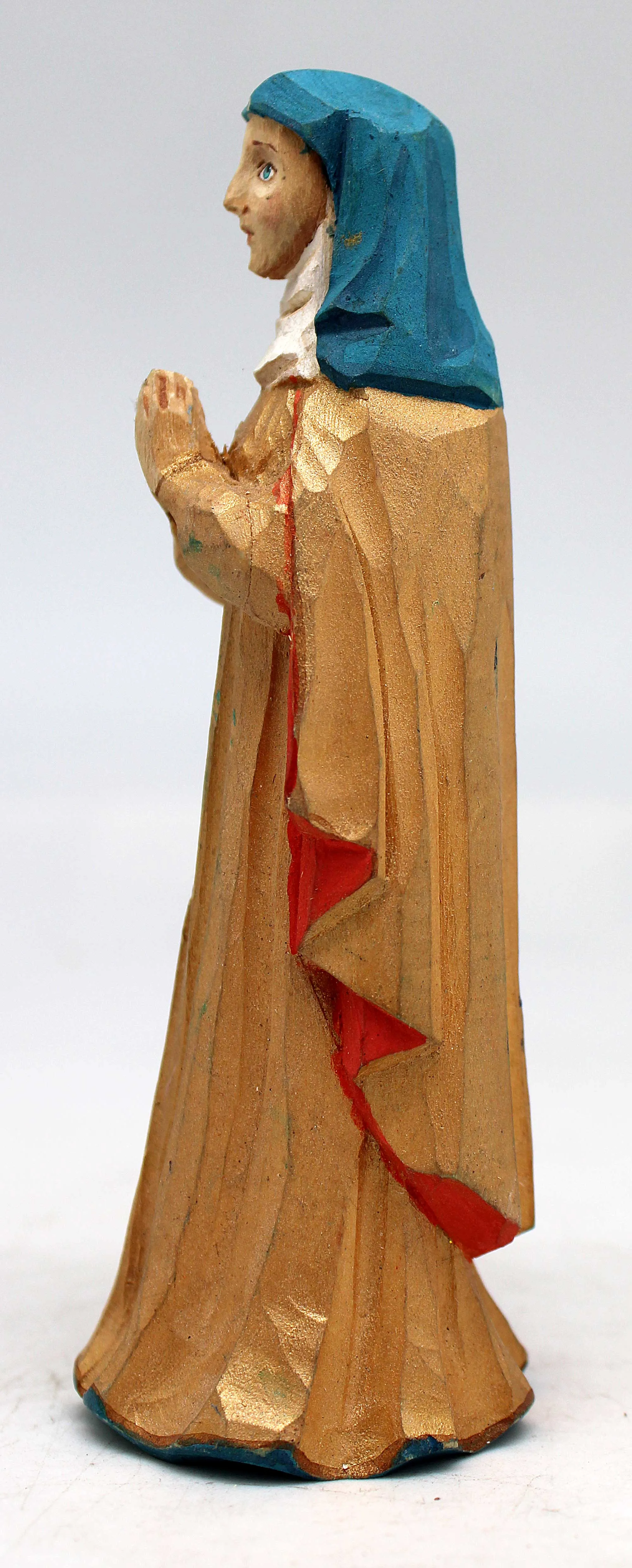 One-of-a-Kind of Women WOODCARVED Handpainted Figurine 1.75 X 1.75 X 5 " by G.DeBrekht Reserve