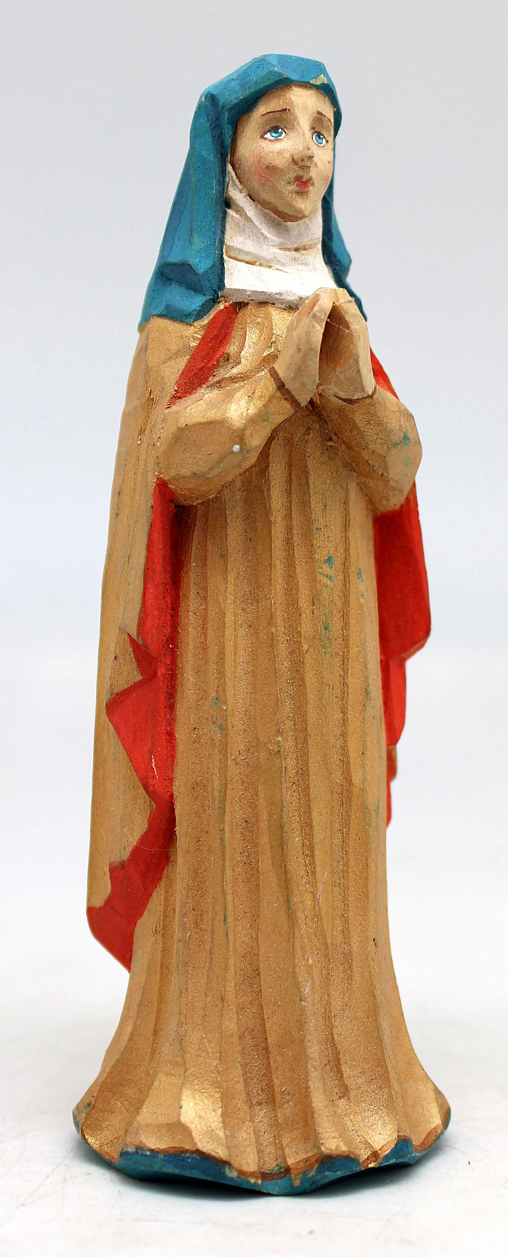 One-of-a-Kind of Women WOODCARVED Handpainted Figurine 1.75 X 1.75 X 5 " by G.DeBrekht Reserve