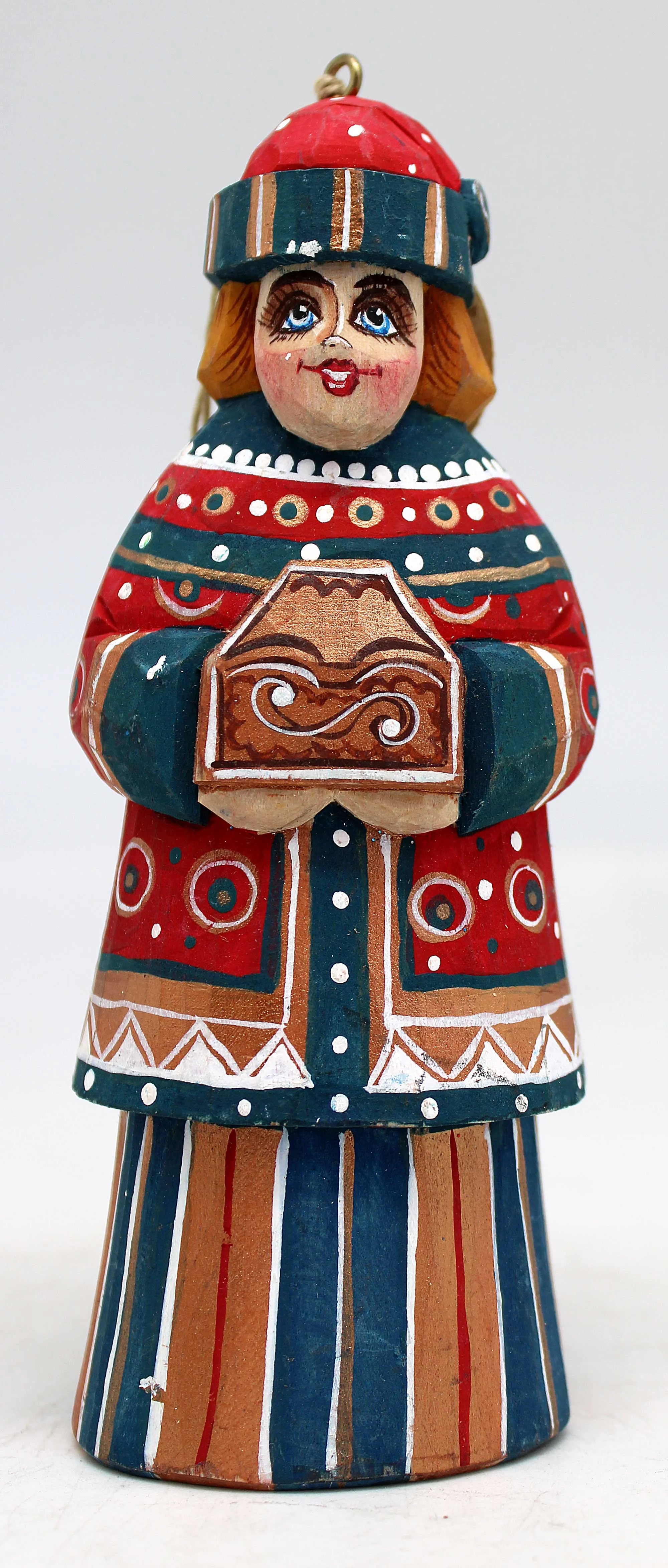 One-of-a-Kind Ornament WOODCARVED Handpainted Figurine 5.5" by G.DeBrekht Reserve