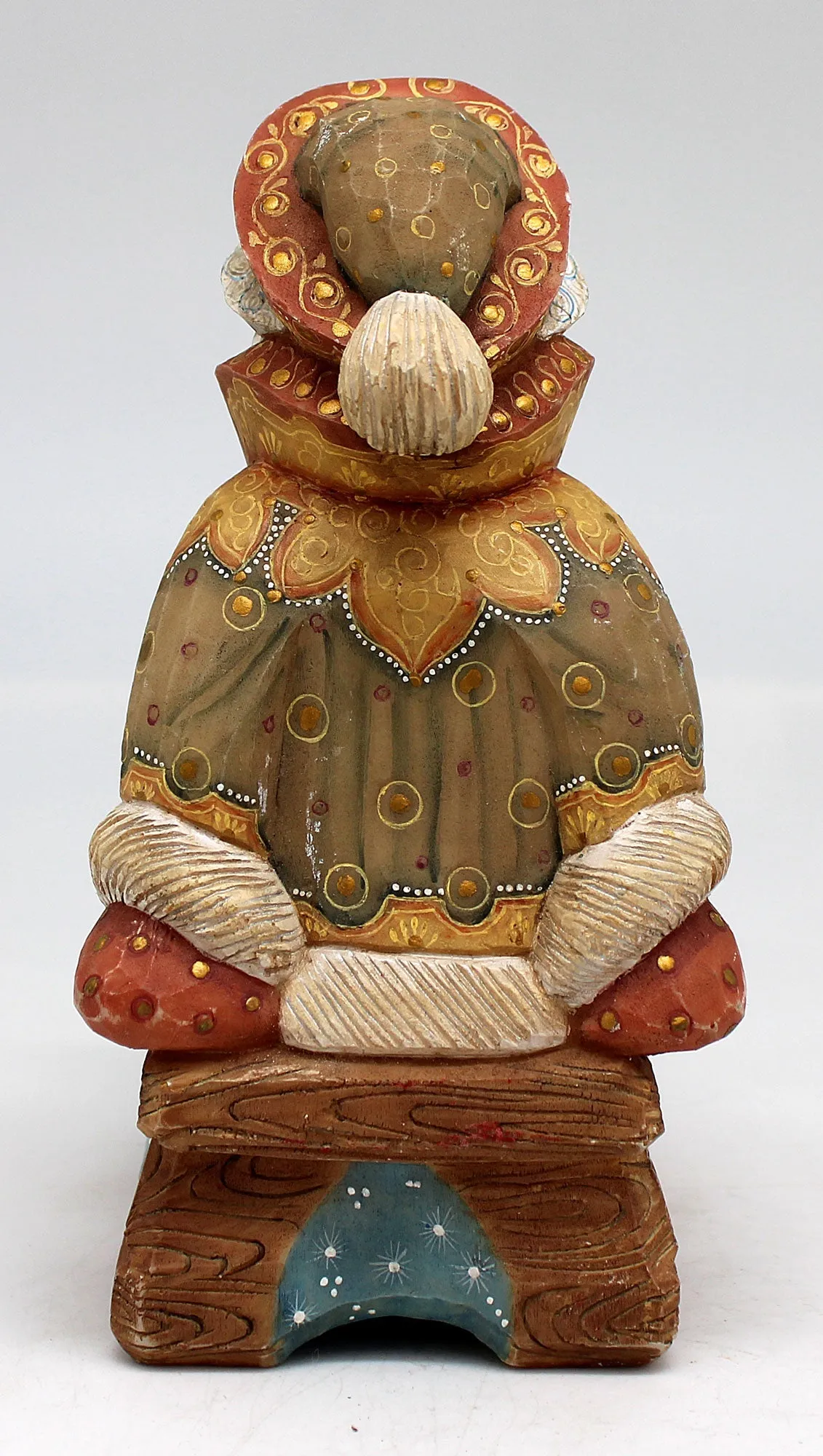 One-of-a-Kind Santa on Sleigh WOODCARVED Handpainted Figurine 4.5" by G.DeBrekht Reserve