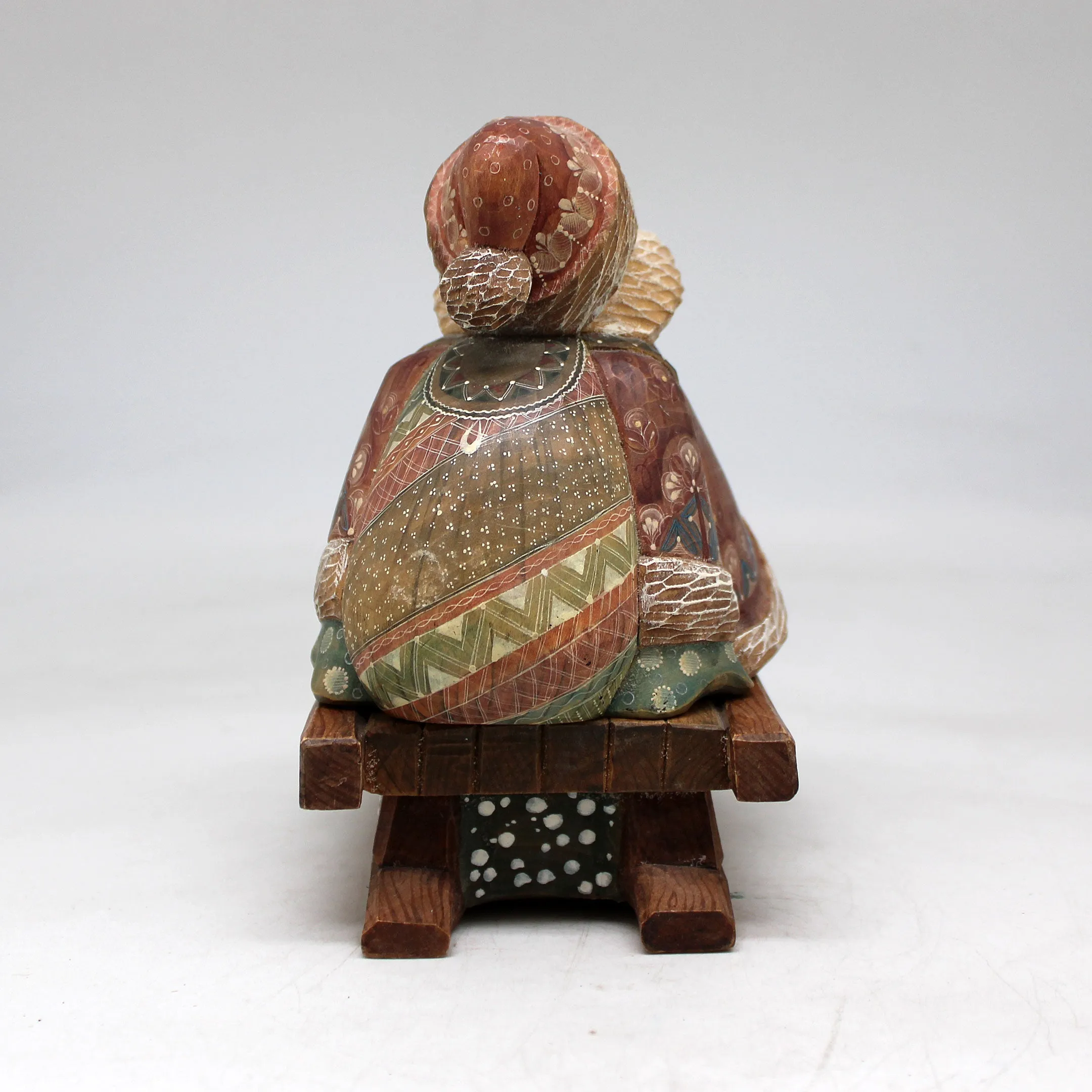 One-of-a-Kind Santa with Bag on Sleigh WOODCARVED Figurine 6x6x35 inches by G DeBrekht - - Unique Handcarved and Handpainted Collectible