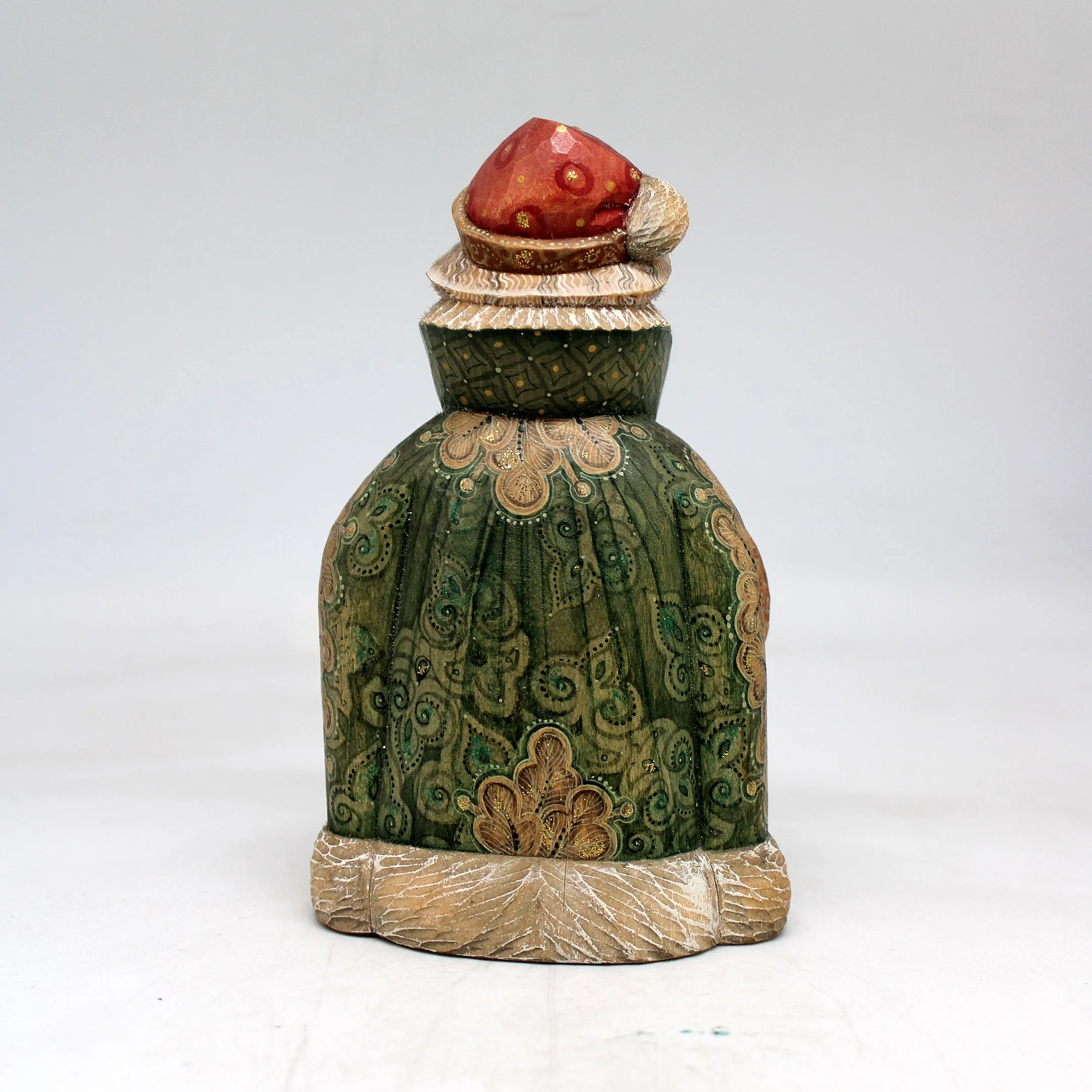 One-of-a-Kind Santa with Book WOODCARVED Figurine 6x35x35 by G DeBrekht - - Unique Handcrafted and Hand-Painted Collectible