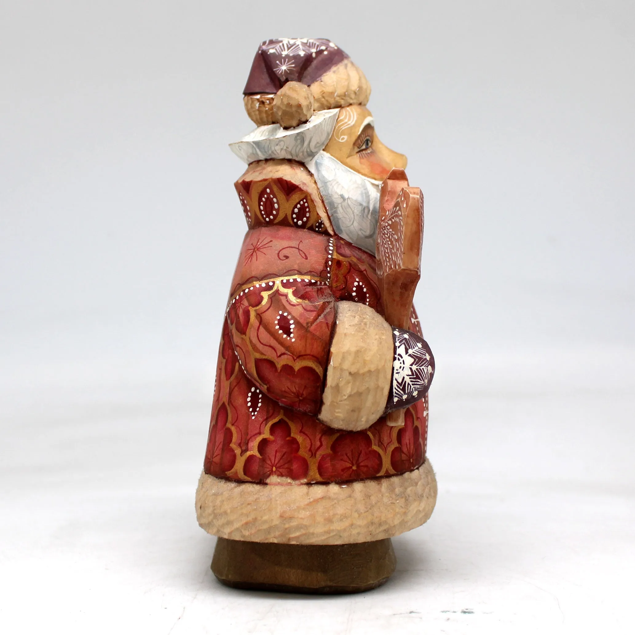 One-of-a-Kind - Santa with Lollipop WOODCARVED Figurine 5.5x4x2.5 by G.DeBrekht - Unique Handcarved and Hand-Painted Collectible