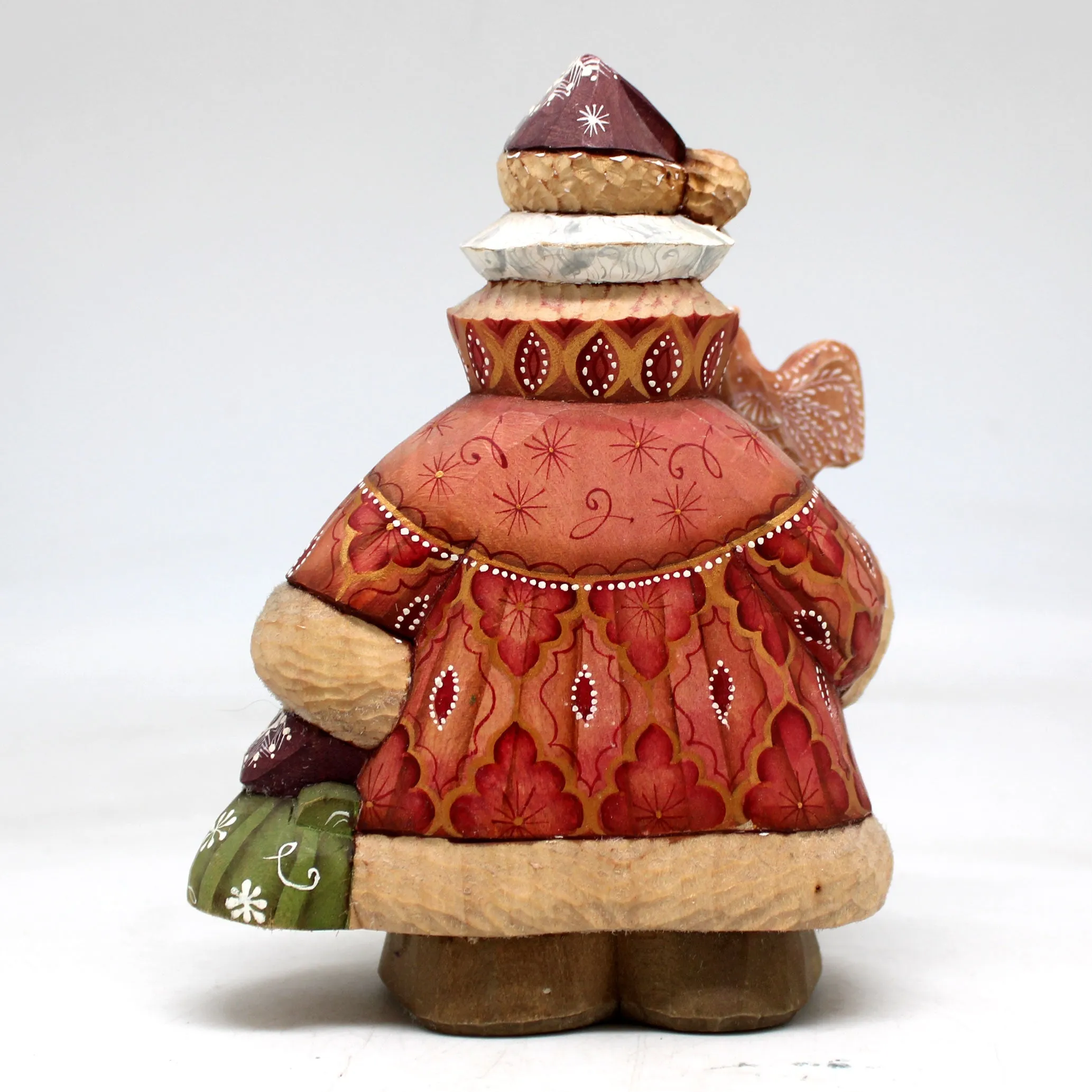One-of-a-Kind - Santa with Lollipop WOODCARVED Figurine 5.5x4x2.5 by G.DeBrekht - Unique Handcarved and Hand-Painted Collectible