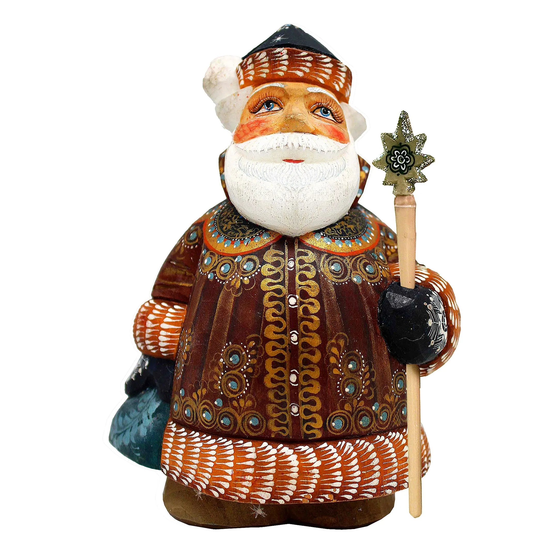 One-of-a-Kind Santa WOODCARVED Handpainted Figurine 3.5 X 2.5 X 5 " by G.DeBrekht Reserve