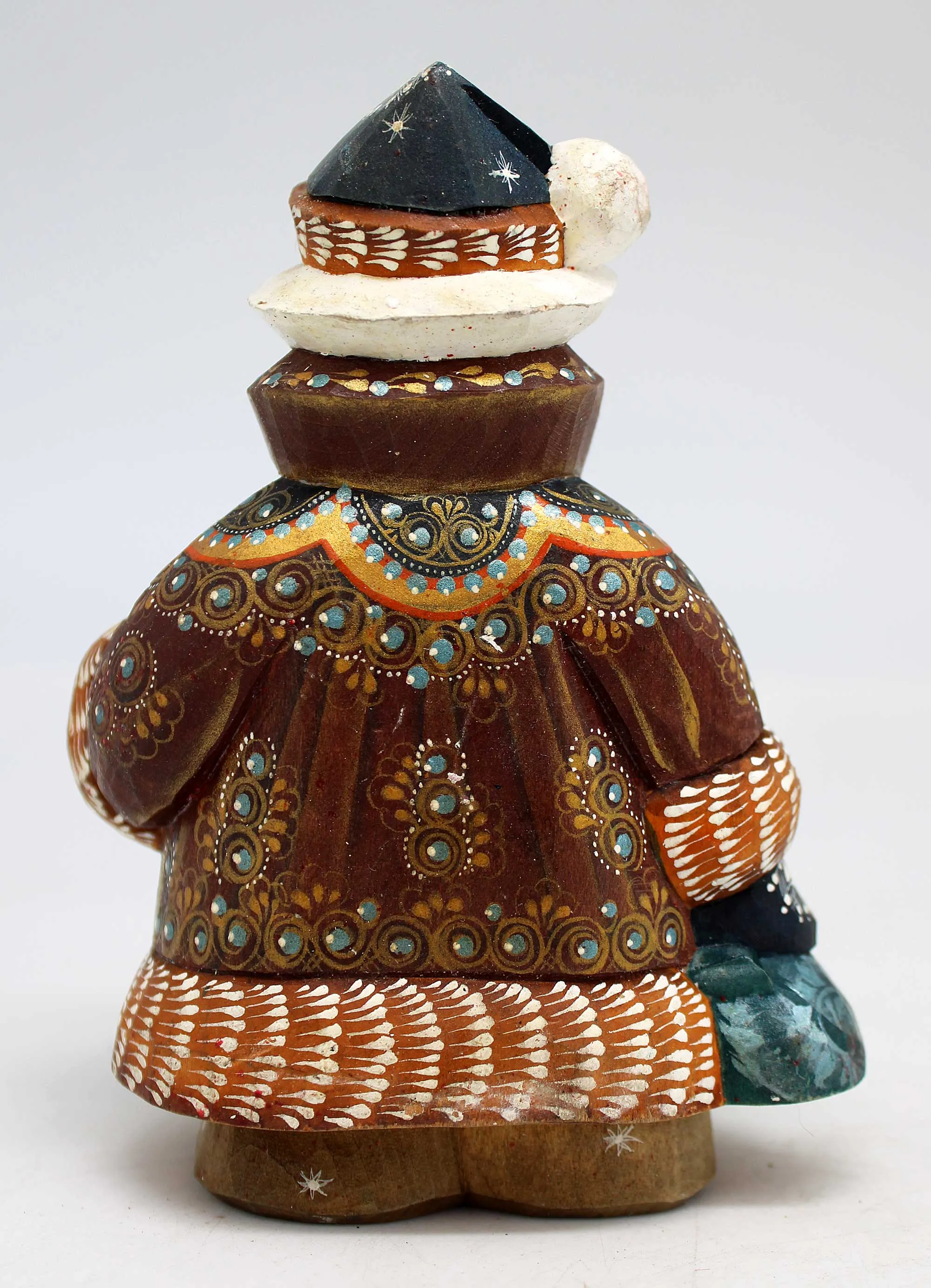 One-of-a-Kind Santa WOODCARVED Handpainted Figurine 3.5 X 2.5 X 5 " by G.DeBrekht Reserve
