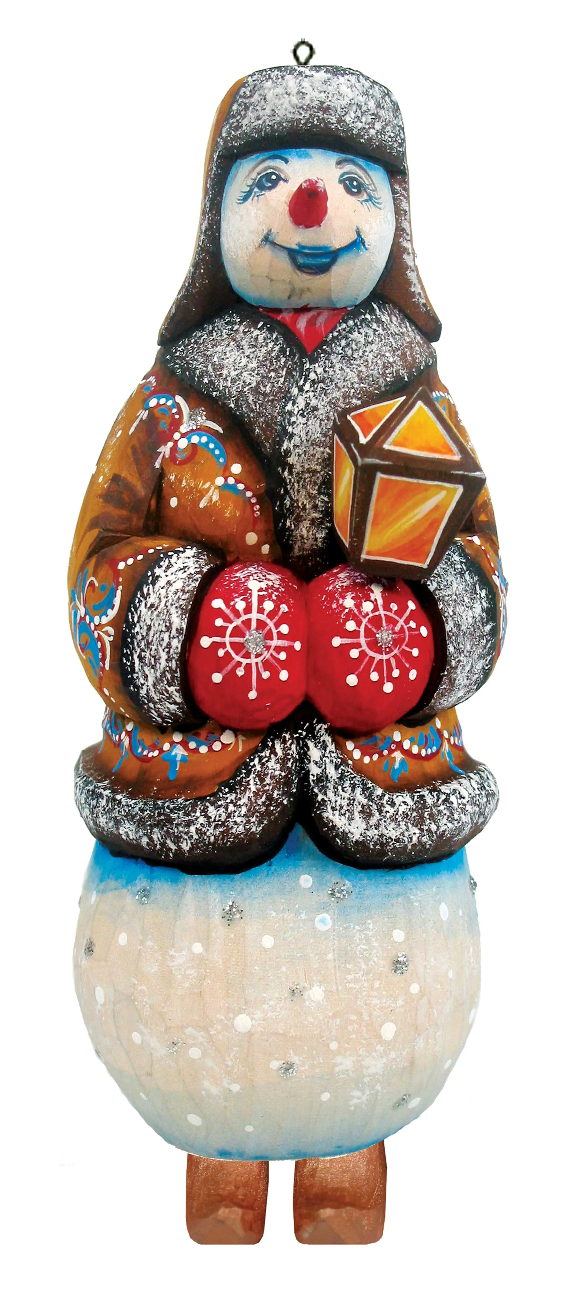 One-of-a-Kind Snowman WOODCARVED Handpainted Figurine 2.5 X 2 X 5.5" by G.DeBrekht Reserve