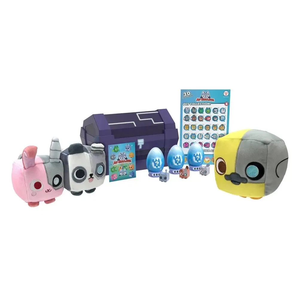 Open Box - Pet Simulator X Mystery Chest Ultimate Bundle 13pc Plush Toys DLC Codes Stickers
