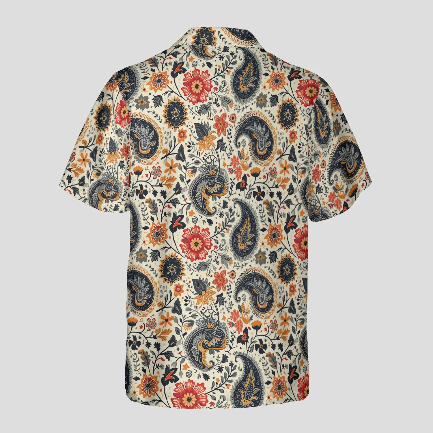 Paisley Bloom Hawaiian Shirt for Men, Vintage Floral Paisley Aloha Shirt, Boho Tropical Beach Shirt