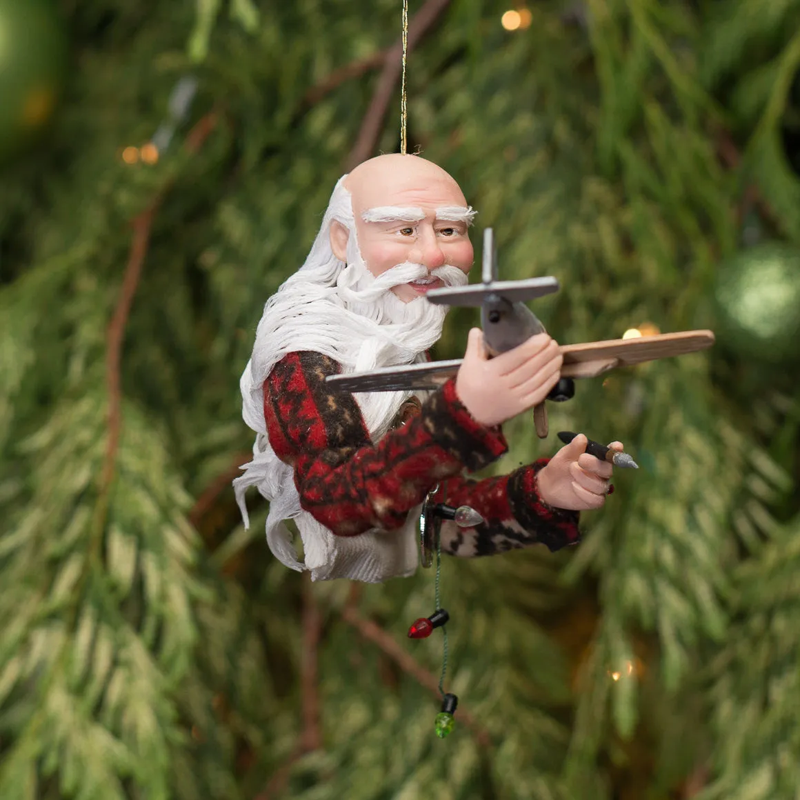 Santa Claus - Making toys, Handmade Christmas collectable - Can be personalized