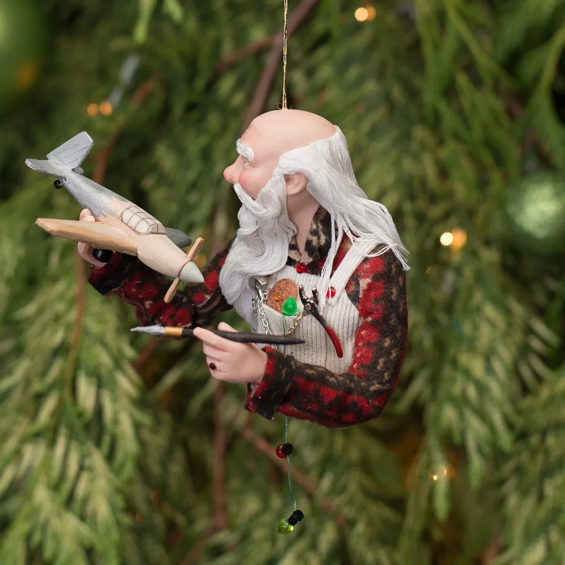 Santa Claus - Making toys, Handmade Christmas collectable - Can be personalized