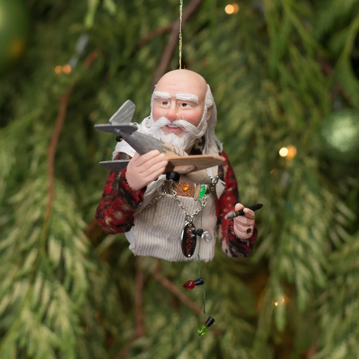 Santa Claus - Making toys, Handmade Christmas collectable - Can be personalized