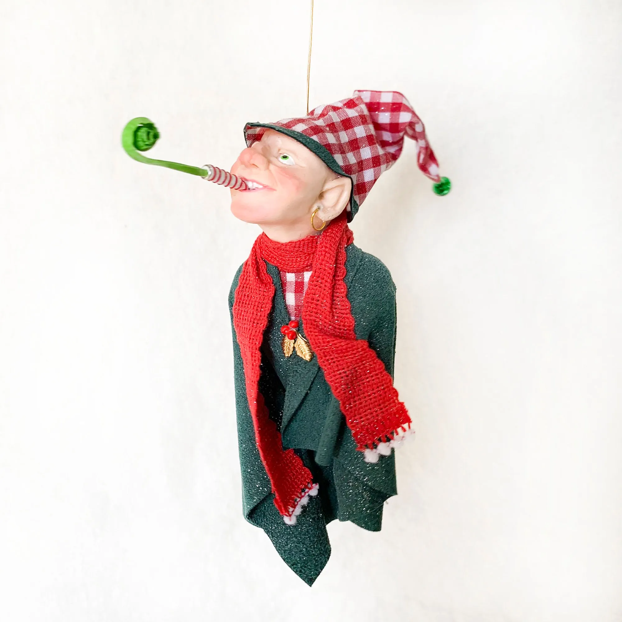 Santa's Workshop - Festive Elf with whistle - Christmas ornament