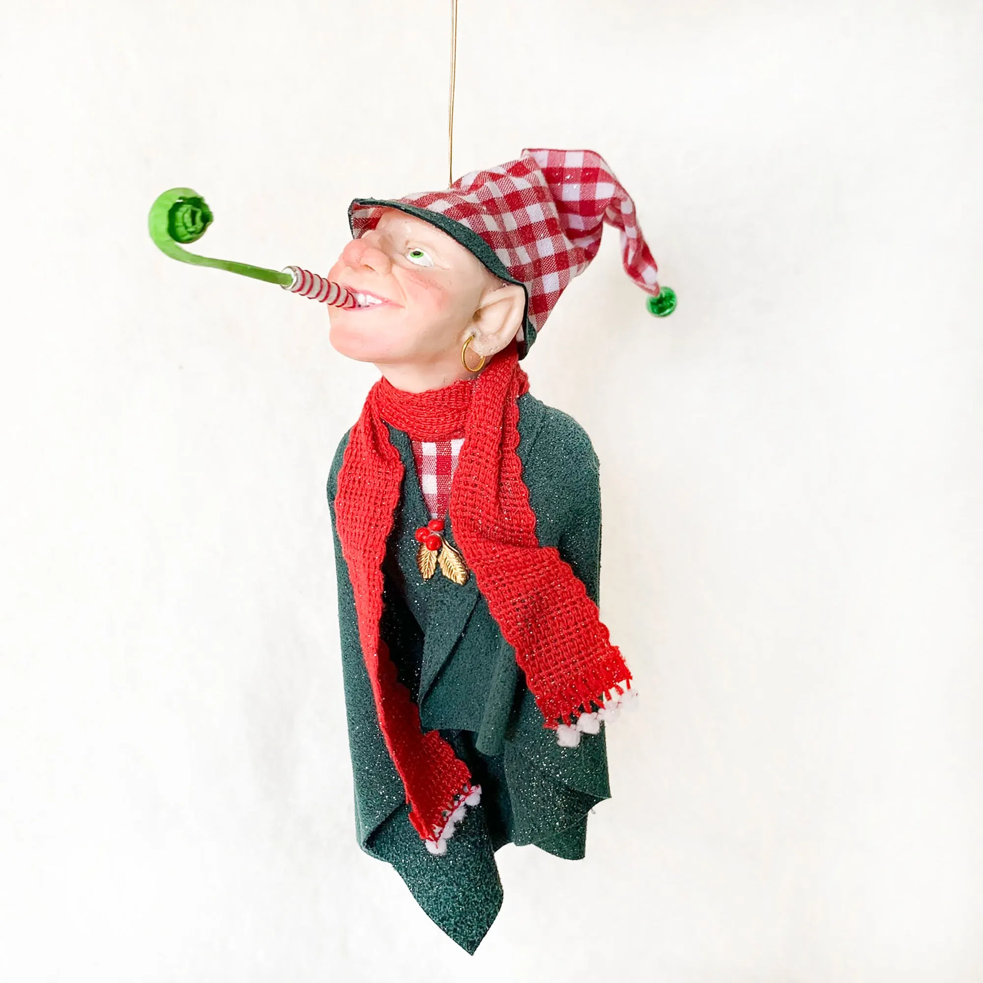 Santa's Workshop - Festive Elf with whistle - Christmas ornament